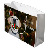 Yellow lab-kerstbal large cadeautasje (Achterkant Gekanteld)