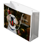 Yellow lab-kerstbal large cadeautasje (Voorkant Gekanteld)