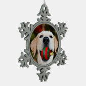 Yellow lab-kerstbal tin sneeuwvlok ornament (Links)