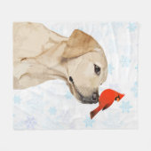 Yellow Lab Kersthond Labrador Fleece Deken (Voorkant (Horizontaal))