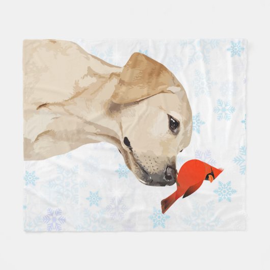 Yellow Lab Kersthond Labrador Fleece Deken (Voorkant (Horizontaal))