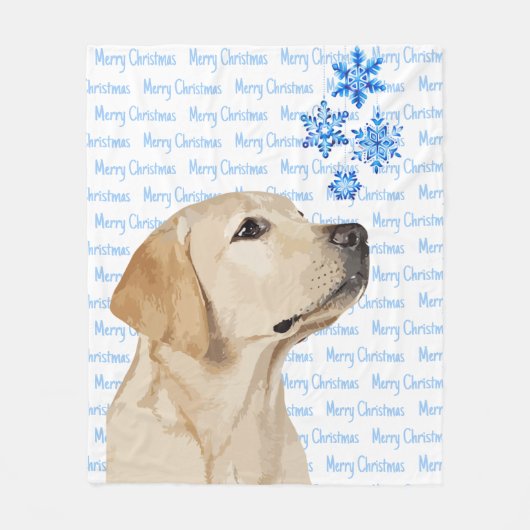 Yellow Lab Kersthond Labrador Fleece Deken (Voorkant)