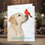 Yellow Lab kerstkardinaal Cute Labrador Dog Feestdagen Kaart<br><div class="desc">Stuur kerstgroeten met deze schattige Santa Merry Christmas Yellow Labrador en kardinaal Kaart. Binnen: Vrolijk Kerstfeest ~ Gelukkig Nieuwjaar . Personaliseer met uw familienaam en namen, of verwijder als u met de hand wilt schrijven. Deze gele labrador kerstkaart zal een favoriet zijn onder labrador liefhebbers. Bezoek ons collectie voor bijpassende...</div>