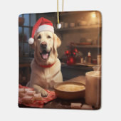 Yellow Lab Kerstkoekjes Feestelijke vakantie Keramisch Ornament (Links)