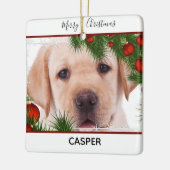 Yellow Lab Kerstmis - Cute Dog Puppy Labrador Keramisch Ornament (Links)