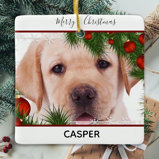 Yellow Lab Kerstmis - Cute Dog Puppy Labrador Keramisch Ornament