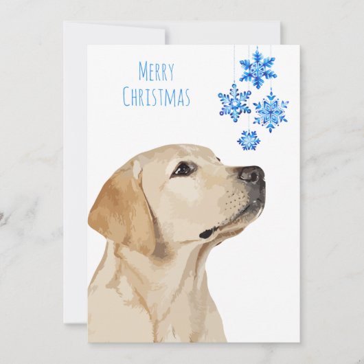 Yellow Lab kerstsnowflake - Cute Labrador Dog Feestdagenkaart (Voorkant)