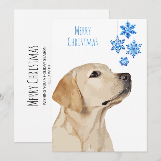 Yellow Lab kerstsnowflake - Cute Labrador Dog Feestdagenkaart (Voorkant / Achterkant)