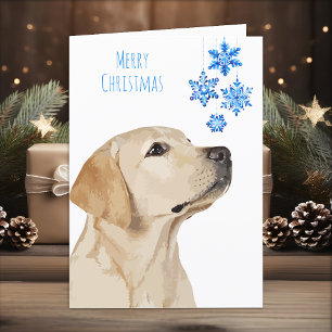 Yellow Lab kerstsnowflakes Cute Dog Labrador Feestdagen Kaart