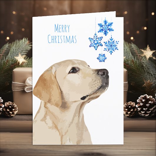 Yellow Lab kerstsnowflakes Cute Dog Labrador Feestdagen Kaart