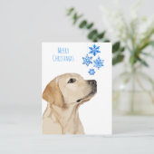 Yellow Lab kerstsnowflakes Cute Dog Labrador Feestdagenkaart (Staand voorkant)