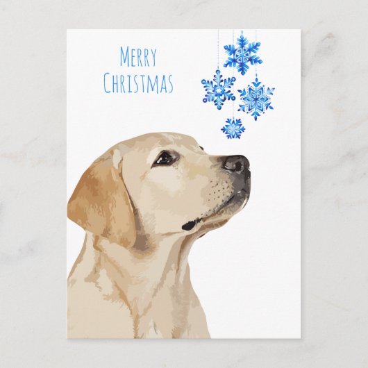 Yellow Lab kerstsnowflakes Cute Dog Labrador Feestdagenkaart (Voorkant)