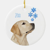 Yellow Lab kerstsnowflakes Cute Dog Labrador Keramisch Ornament (Achterkant)