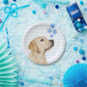 Yellow Lab kerstsnowflakes Cute Dog Labrador Papieren Bordje (Feest)