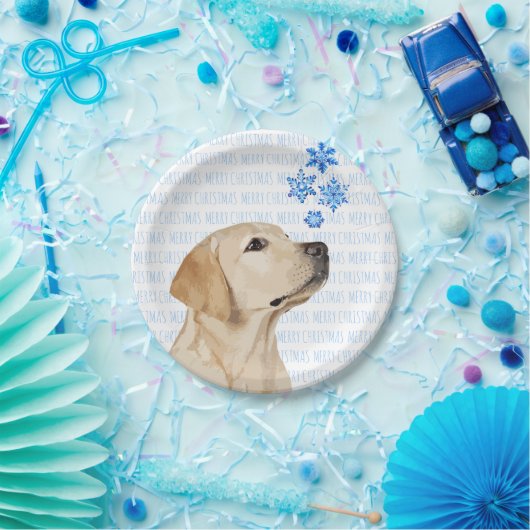 Yellow Lab kerstsnowflakes Cute Dog Labrador Papieren Bordje (Feest)