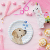 Yellow Lab kerstsnowflakes Cute Dog Labrador Papieren Bordje (Feest)