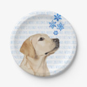 Yellow Lab kerstsnowflakes Cute Dog Labrador Papieren Bordje (Voorkant)