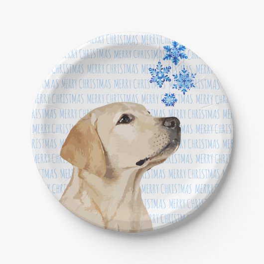 Yellow Lab kerstsnowflakes Cute Dog Labrador Papieren Bordje (Voorkant)