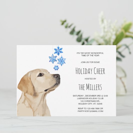 Yellow Lab kerstsnowflakes Cute Labrador Dog Kaart (Staand voorkant)