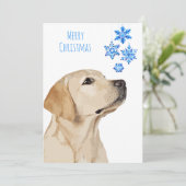 Yellow Lab kerstsnowflakes Cute Labrador Dog Kaart (Staand voorkant)