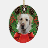 Yellow Lab kerstversiering Keramisch Ornament (Rechts)
