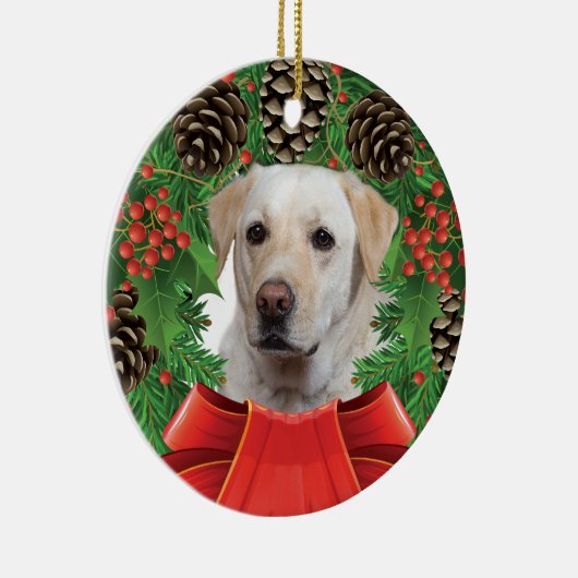 Yellow Lab kerstversiering Keramisch Ornament (Rechts)