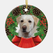 Yellow Lab kerstversiering Keramisch Ornament (Voorkant)