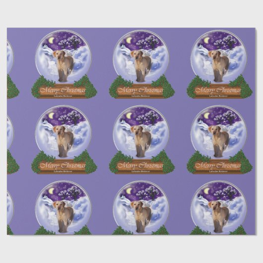 Yellow Lab kerstWereldbol Cadeaupapier (Vlak)