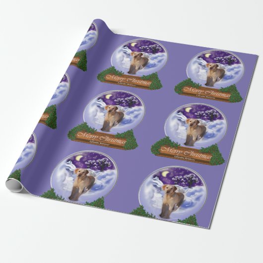 Yellow Lab kerstWereldbol Cadeaupapier (Uitgerold)