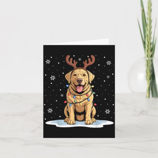 Yellow Lab Labrador Christmas Reindeer Dog Lover X Kaart (Voorkant)