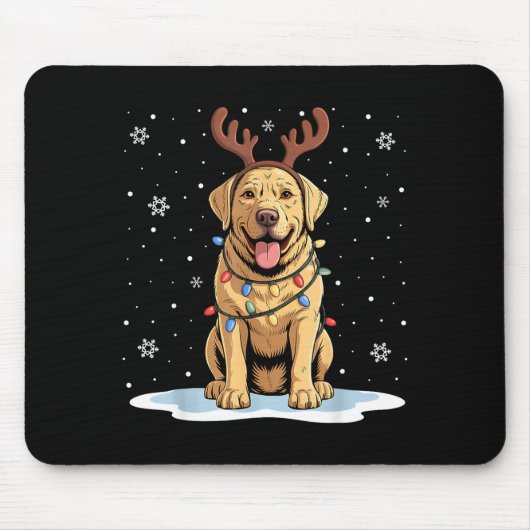 Yellow Lab Labrador Christmas Reindeer Dog Lover X Muismat (Voorkant)