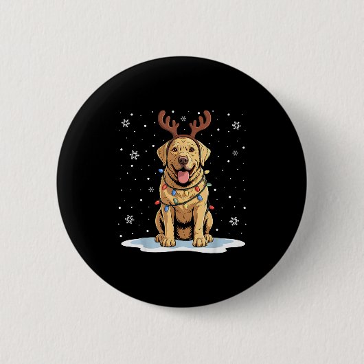 Yellow Lab Labrador Christmas Reindeer Dog Lover X Ronde Button 5,7 Cm (Voorkant)