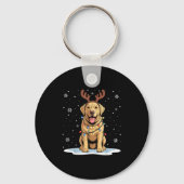 Yellow Lab Labrador Christmas Reindeer Dog Lover X Sleutelhanger (Voorkant)