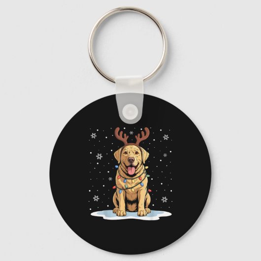 Yellow Lab Labrador Christmas Reindeer Dog Lover X Sleutelhanger (Voorkant)
