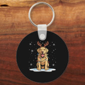 Yellow Lab Labrador Christmas Reindeer Dog Lover X Sleutelhanger (Voorkant)