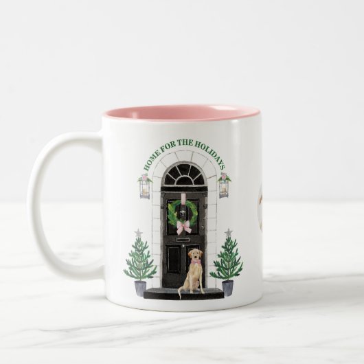 Yellow Lab Labrador Retriever Holiday Kerstmis Tweekleurige Koffiemok (Links)
