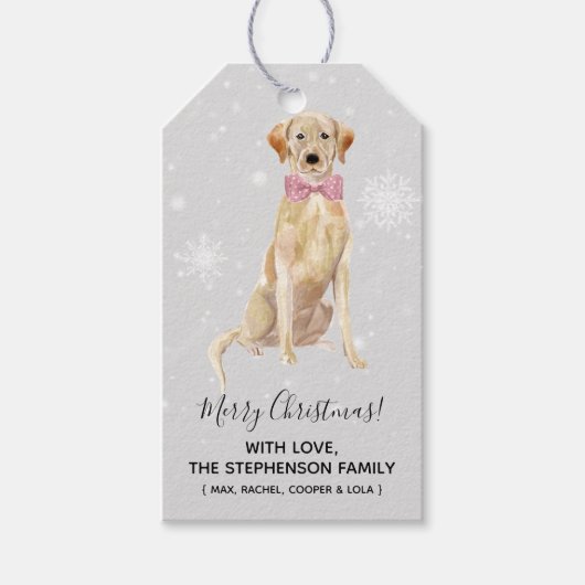 Yellow Lab Labrador Retriever Kerstmis Cadeaulabel (Voorkant)