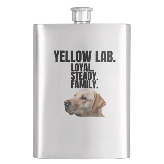 Yellow Lab Loyalty Stainless Steel Flask Flacon (Voorkant)