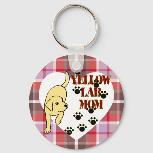 Yellow Lab mam Heart en Pset Sleutelhanger (Voorkant)
