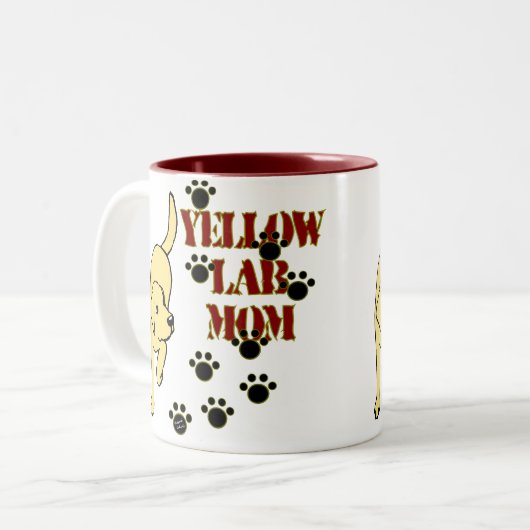 Yellow Lab mama Tweekleurige Koffiemok (Voorkant links)