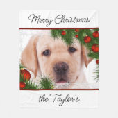 Yellow Lab Merry Kerstcute Dog Puppy Labrador Fleece Deken (Voorkant)