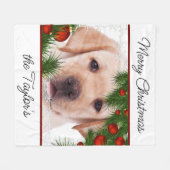 Yellow Lab Merry Kerstcute Dog Puppy Labrador Fleece Deken (Voorkant (Horizontaal))