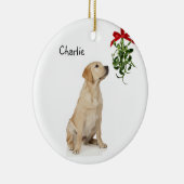 Yellow Lab Mistletoe kerstversiering Keramisch Ornament (Rechts)