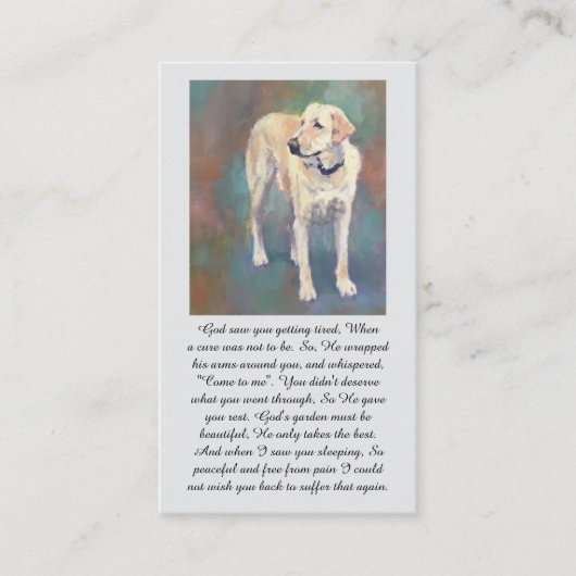Yellow Lab Oranges Blue Memorial Sympathy Card Visitekaartje (Voorkant)