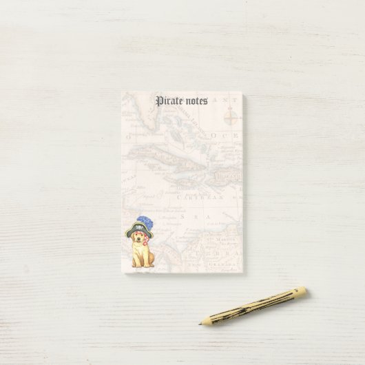 Yellow Lab Pirate Post-it® Notes (Op bureau)