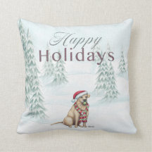 Yellow Lab Prettige feestdagen Pillow