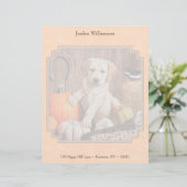 Yellow Lab Pup en Pumpkin Harvest Oranje Briefhoofd Sjabloon (Staand voorkant)