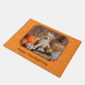 Yellow Lab Pup en Pumpkin Harvest Oranje Deurmat (Schuin)