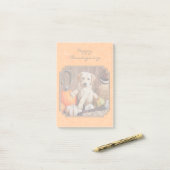Yellow Lab Pup en Pumpkin Harvest Oranje Post-it® Notes (Op bureau)