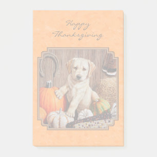 Yellow Lab Pup en Pumpkin Harvest Oranje Post-it® Notes
